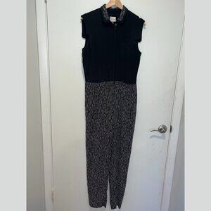 Reiss Black & White Sleeveless Collared Button Front Jumpsuit Women’s Size 6
